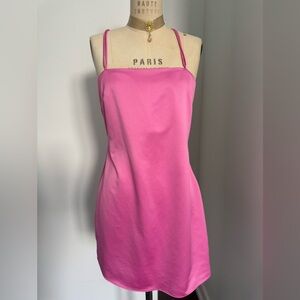 Topshop strappy satin mini Pink Slip dress